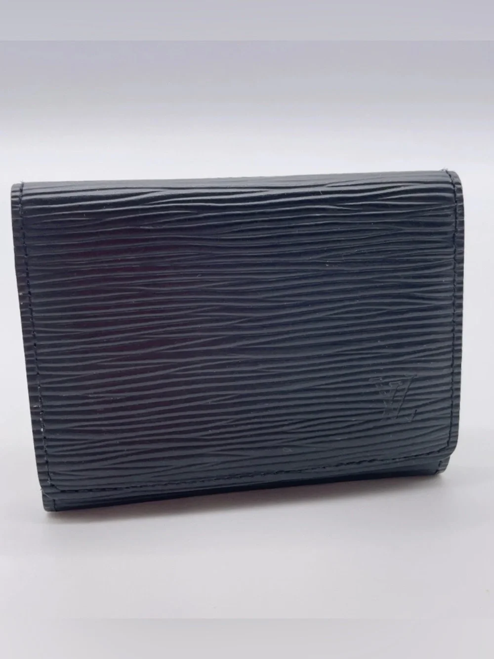 Auth Louis Vuitton Black Epi Noir Envelope Carte de Visite